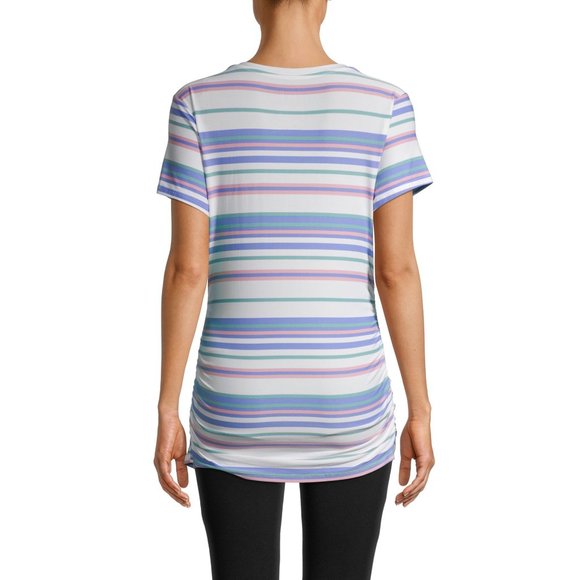 Time and Tru Maternity Basic Short Sleeve T-Shirt Striped XL - Picture 3 of 5